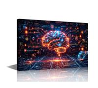 Artificial Intelligence Brain Data Analysis Paintings Wall Art Futuristic Technology Posters and Prints Frame Neural Network Pictures for House Wall Decor AI Art Wall for House 24"Wx36"Hx1 Panel