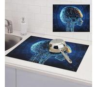 Artificial Intelligence Brain Dish Drying Mat for Kitchen Counter Ultra Water Absorbent Microfiber Dish Drying Pad Heat Resistant Non-Slip Dish Rack Pad Tableware Mat Large 18"x24"