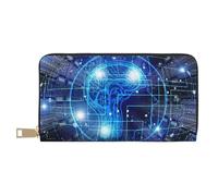 Artificial Intelligence Brain Long Faux Leather Clutch Chic Stylish Women'S Wallets For Modern Women Large Capacity Card Holder And Organizer Pockets Durable Purse Handbag For Everyday Travel