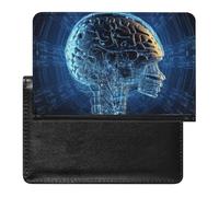 Artificial Intelligence Brain Passport Holder Cover Passport Cover Protector Essentials with Credit Card Slots Slim Travel Wallet Covers Documents Organizer Protector for Man&Women