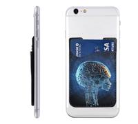 Artificial Intelligence Brain Phone Wallet Stick On, Phone Card Holder for Women Men, Slim Adhesive Credit Card Holder for Back of Cellphone Case, Leather ID Cards Pocket Wallets for Phone Case