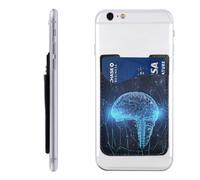 Artificial Intelligence Brain Phone Wallet Stick On, Phone Card Holder for Women Men, Slim Adhesive Credit Card Holder for Back of Cellphone Case, Leather ID Cards Pocket Wallets for Phone Case