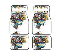 Artificial Intelligence Brain Print Car Foot Mat Four-Piece Set - Universal Rubber Backing Floor Mats for SUVs, Trucks, Vans, and Sedans