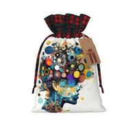 Artificial Intelligence Brain Print Christmas Drawstring Gift Bags,Gifts Wrapping Bag for Xmas Birthday Holiday Party