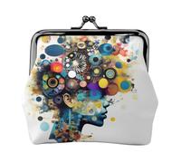 Artificial Intelligence Brain print Cute Buckle Coin Purses Vintage Pouch Kiss lock Change Purse Wallets for Women Fashion, Black, One Size, Vintage