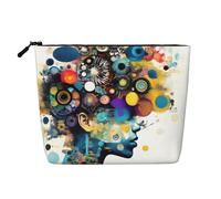 Artificial Intelligence Brain Print Cute Waterproof Makeup Bag for Women Zipper Travel Toiletry Pouch