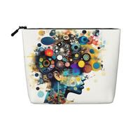 Artificial Intelligence Brain Print Fake Hemp Makeup Bag – Travel Toiletry Pouch for Women, Daily Storage, Business Trips, and More