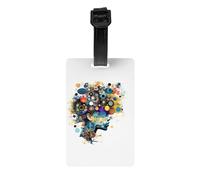 Artificial Intelligence Brain Print Luggage Tags for Suitcases Labels Set Travel Essentials Detachable Business Trip