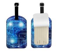 Artificial Intelligence Brain Print Luggage Tags Stylish Leather Suitcase Tags Cute & Functional Bag Tags for Travel 7cm X 11cm Durable Identification Accessory