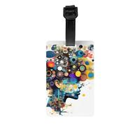 Artificial Intelligence Brain Print Luggage Tags with Name Id Card, Suitcases Tag for Bag Baggage Travel Accessories