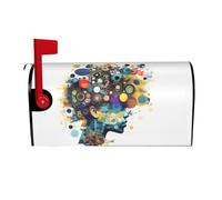 Artificial Intelligence Brain Print Mailbox Covers Magnetic Mailbox Post Protective Cover for Outdoor Garden Yard Decor