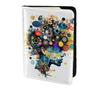 Artificial Intelligence Brain Print Passport Holder for Travel,Wallet Case RFID Blocking Leather Card Slot Protector