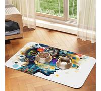 Artificial Intelligence Brain Print Pet Absorbent Leather Tablecloth for Dogs Cats,Pet Food Mat Leather Feeding Mat for Dogs Cats