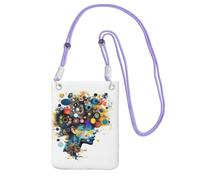 Artificial Intelligence Brain Print Phone Crossbody Bag Mobile Pouch Fashion Cell Shoulder Holster for Travel Running, Purple, One Size