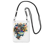 Artificial Intelligence Brain Print Phone Crossbody Bag Mobile Pouch Fashion Cell Shoulder Holster for Travel Running, Black, One Size