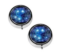 Artificial Intelligence Brain Print Pill Box 3 Compartment Medicine Pill Case,Portable for Pocket Or Purse Pill Organizer Decorative Metal Medicine Vitamin Organizer Unique Gift