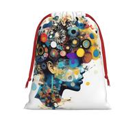 Artificial Intelligence Brain Print Reusable Drawstring Gift Bags For Candy Bag Birthday, Wedding Or Daily