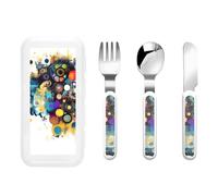Artificial Intelligence Brain Print Stainless Knife Fork Spoon 3-Piece Set,Flatware Cutlery Set with Storage Case