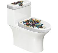 Artificial Intelligence Brain Print Toilet Lid Cover Set of 2 Pieces Washable Universal Fits for Home Decoration