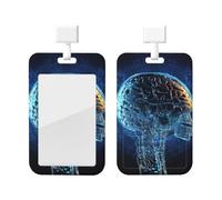 Artificial Intelligence Brain Printed Card Badge Holder Id Badge Card Holder Badge Holders with Lanyards for Offices Staff Access Card Metro Card