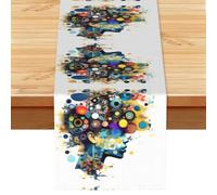 Artificial Intelligence Brain Printed Dining Table Runner 13x72 Inch, Non-Fading Decor for Kitchen Dresser Fireplace Mantel