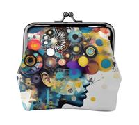 Artificial Intelligence Brain Printed Faux Leather Coin Purse Vintage Kiss Lock Change Wallet for Women Card Cash Organizer