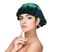 Artificial Intelligence Brain Printed Satin Hair Bonnet for Sleeping Double Layer Silk Sleep Cap Hair Wrap Cap for Women Men Black