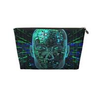 Artificial Intelligence Brain Printed Travel Cosmetic Bags with Gold Zipper Makeup Organizer Cosmetic Case Toiletry Bag for Women Mom Girls