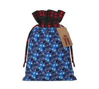 Artificial Intelligence Brain Printing Color Matching Plaid Drawstring Christmas Bag With Kraft Tag 4.7x6.9 In For Halloween