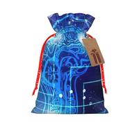 Artificial Intelligence Brain Printing Drawstring Christmas Bag With Kraft Tag 4.7x6.9 Inch For Halloween Wrapping Gifts