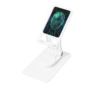 Artificial Intelligence Brain Prints Rotating Cell Phone Stand with 360° Swivel Base - Foldable Square Desk Phone Holder for iPhone 16 15 14 13 12 11,All Phones,White