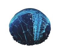 Artificial Intelligence Brain Shower Cap for Women Men, Elastic and Reusable, Stylish Large Waterproof Shower Bonnet, Washable Hair Bath Caps, Double Layers Bathing Hat for Long Hair, Braids