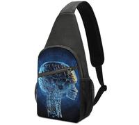 Artificial Intelligence Brain Sling Bag Crossbody Waterproof Chest Bag, Lightweight Sling Crossbody Shoulder Bag for Men Women Durable Oxford Cloth Outdoor Travel Hiking Cycling Chest Pack with Multi-