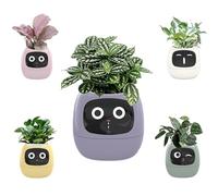Artificial intelligence smart with automatic watering system, plant humidity sensor and sunlight detection, pet-friendly garden for succulents, cats dogs (purple.)
