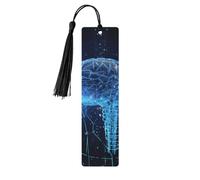 Artificial Intelligence Wooden Bookmarks 5 Pack Handmade Double Sided Printed Page Markers with Black Tassels Book Accessories Book Lovers Gift