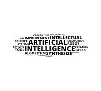Artificial Intelligence Word Cloud Concept Wall Decals 37.5x124.6cm Tattoo Culture Black