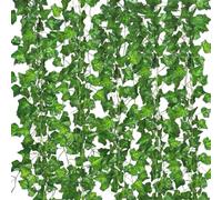 Artificial Ivy - 84 FT Fake Vine Garland Hanging Leaf for Room Decor | Silk & Plastic, Indoor Outdoor Decor, Lifelike Artificial Ivy, 12 Pack Fake Vine Garland for Room, Garden Decoration