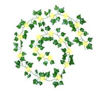 Artificial Ivy Fairy String Lights, 2 Meter 6.5ft Ivy Leaf Garland with 20 LED Copper Wire Vine Hanging String Lights, Green Leaves Vine Fairy Lights Hanging for Bedroom Wedding Party Home Wall Decor