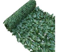 Artificial Ivy Fence Screening 3m x 0.5m, Vine Leaf Hedges Panels Garden Fence Cover Privacy Artificial Wall Foliage for Garden, Balcony, Outdoor Decor, Dark Green
