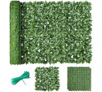 Artificial Ivy Fence Screening, Fence Screening Trellis with Artificial Leaves Privacy Trellis Roll Cable Ties, Ivy Leaves Fence UV Fade Protected for Outdoor Garden Decor (1 x 6 Meter)