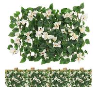 Artificial Ivy Fence Screening, Garden Screening Privacy Hedge Screen Expanding Trellis with Leaves and Flowers, Wall Landscaping Decor for Backyard Garden Home Decorations - 40cm Scalable