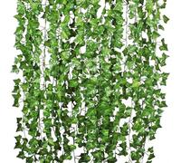 Artificial Ivy Garland - 7.2ft Elegant Lush Vine, Tear-Resistant, Easy-To-Use Greenery | Wall Decor Greenery Indoor Party Wedding Bedroom, Shelf, Home, Garden, Event, Room Decoration, Aesthetic Leaf