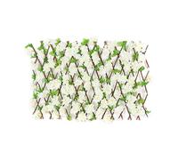 Artificial Ivy Leaf Hedge Fence, UV Wall Decoration, Faux Privacy Fence, Fake Leaf Screen, Solid Wood Plastic Leaf Material, for Garden Backyard Home Decor(White Cherry Blossoms)