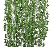 Artificial Ivy Leaves Hanging Garlands Plant Vine Creepers Leaf Bunch for Home Décor, Office, Festivals, Doors, Walls, Balcony - Pack of 12 (6.5 Ft. Each Leaf)