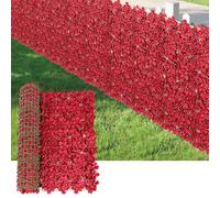 Artificial Ivy Privacy Fence Screen - 100x50cm Faux Flower Grass Wall Decor for Outdoor Garden, Patio, Balcony - Perfect for Privacy & Aesthetic Red Design