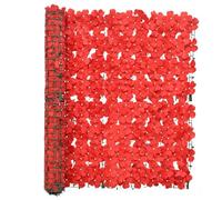 Artificial Ivy Privacy Fence Screen - Outdoor Patio Divider 39x138in Decorative Privacy Fencing for Balcony & Garden UV Resistant Easy Installation Red Color