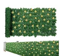 Artificial Ivy Privacy Fence Screen - Privacy Hedging | 100x300cm Artificial Hedges Panels | Faux Vine Leaf Decoration With Sunflowers | Wall Landscaping | Garden Screening UV Protected Fence Screen