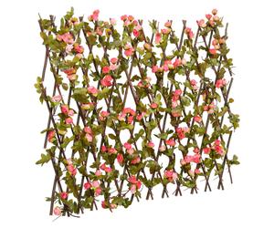 Artificial Ivy Trellis Dark Pink PVC & Wood Expandable 40-180x20-30cm Wall Panel
