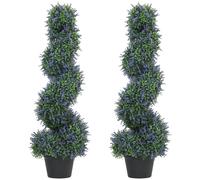 Artificial Lavender Topiary Tree With 315 Leaves And 315 Flowers - Set Of 2 - HOMCOM | TJ Hughes