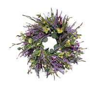 Artificial Lavender Wreath 24Inch Front Door Hanging Floral Wreath Simulation Flower Garland, Décoration de jardin